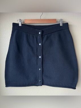 T by Alexander Wang Knit Skirt Women’s L Black Mini Snaps Zip Career Office